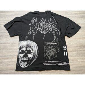 Darc Sport Men's XL Halloween Oversized Tee Black White Graphic Wolves Skull